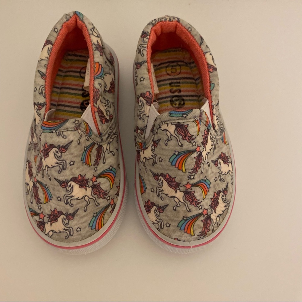 US Sports Toddler Girls Multicolor unicorns sneakers slide on shoes size 5